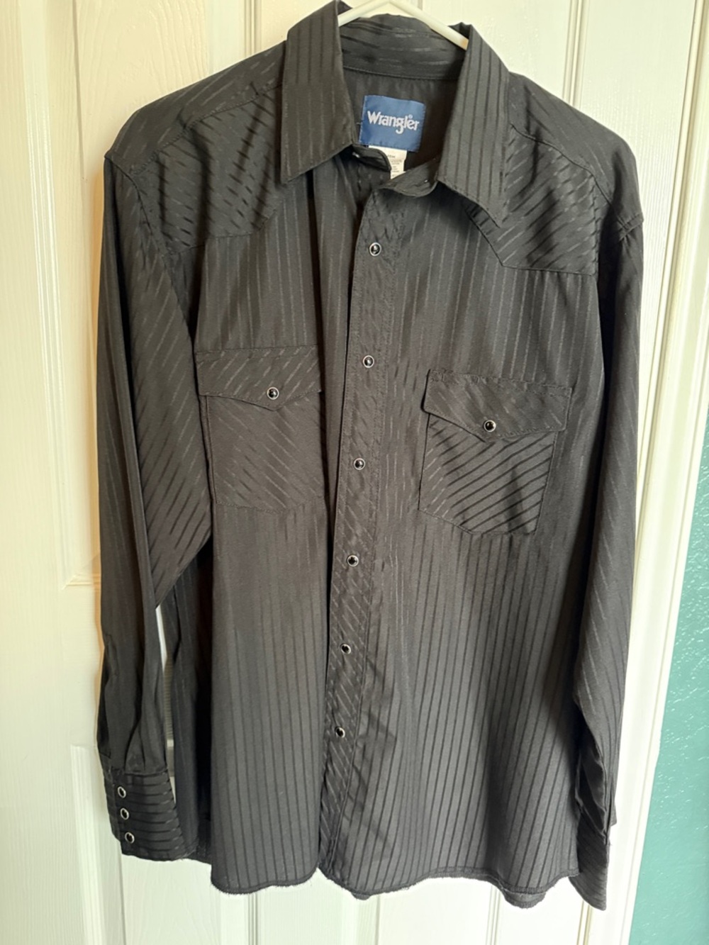 Wrangler Black Tonal Stripe Western Button-Down Shirt